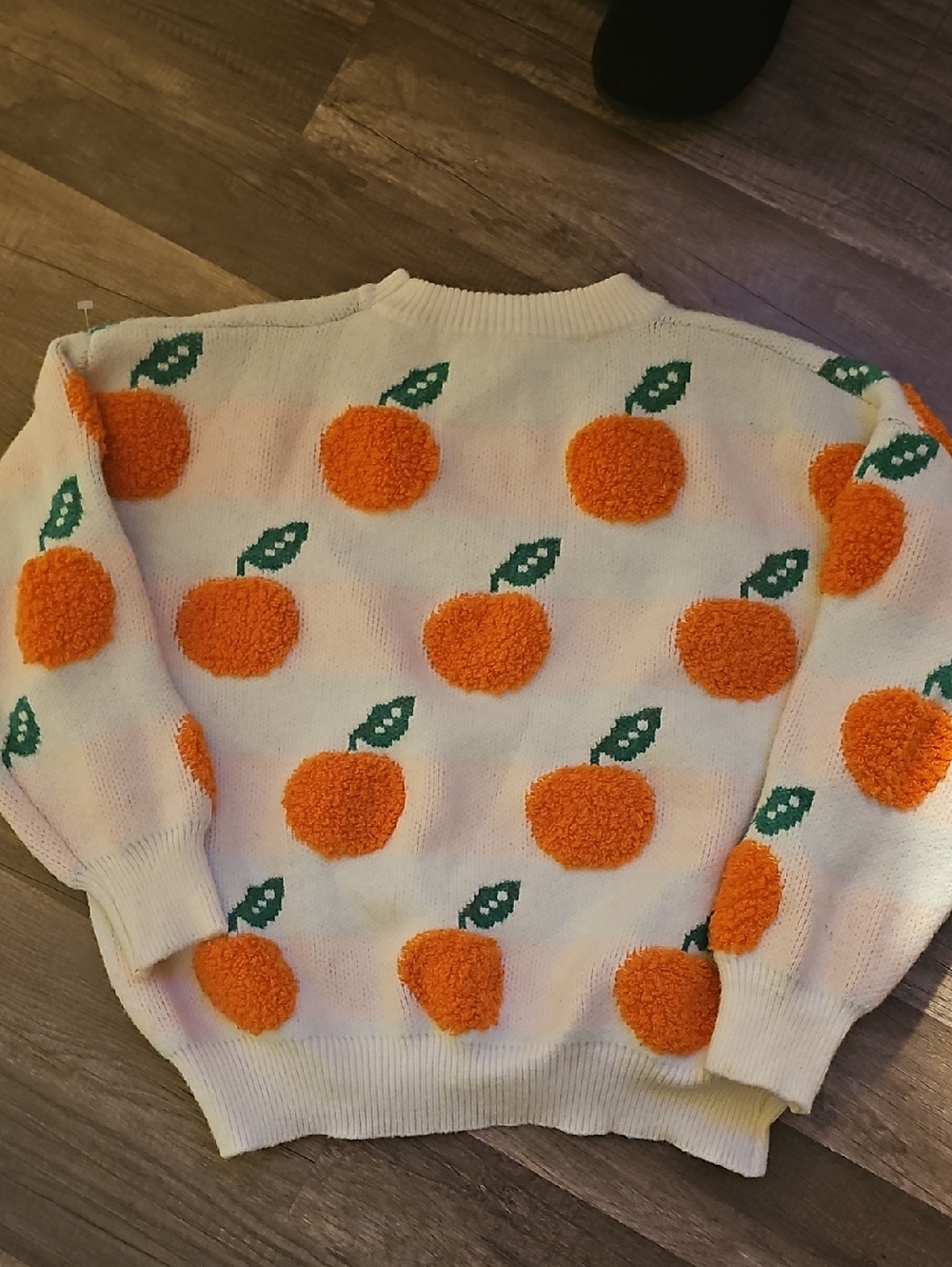 Women’s Cream Orange Pom-Pom Sweater